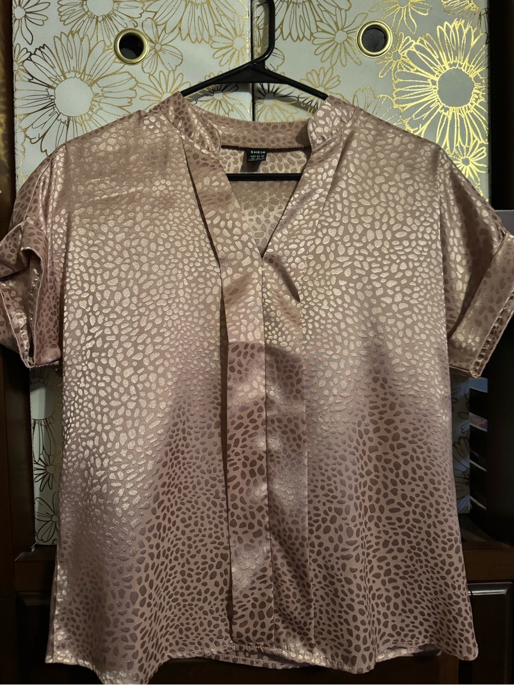 Rose Gold Satin Print Blouse
